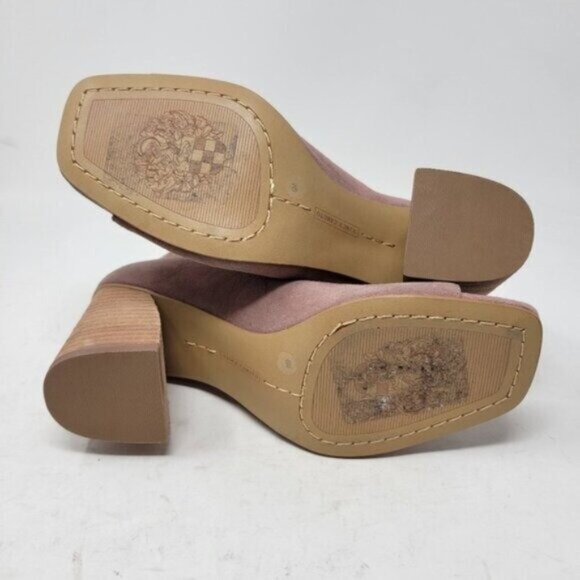 Vince Camuto | Nahara Leather Lace up Stacked Heel Shoes Blush Pink - Picture 11 of 13